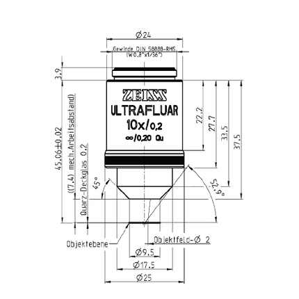Zeiss ULTRAFLUAR 10x0.20 ∞/0.2 Qu 440013 Objective lens