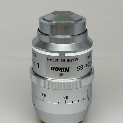 Nikon L Plan EPI CR 100x0.85 ∞/0-0.7 OFN25 MUE35900 Objective lens, designed for high-resolution microscopy.
