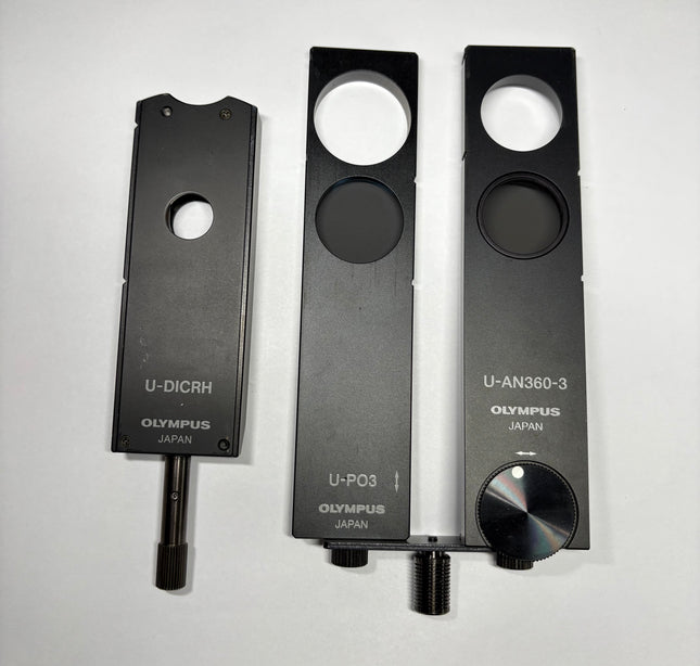 Olympus Microscpe DIC Prism U-DICRH W/Analyzer Pol Slider U-AN360-3 W/ U-PO3