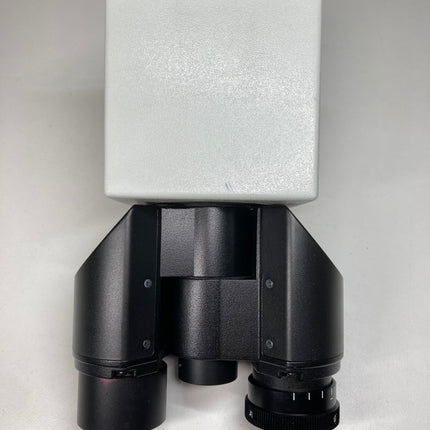 Olympus U-BI90CT Microscope Binocular Tube for Inverted IX GX Series showing black oculars and white casing.