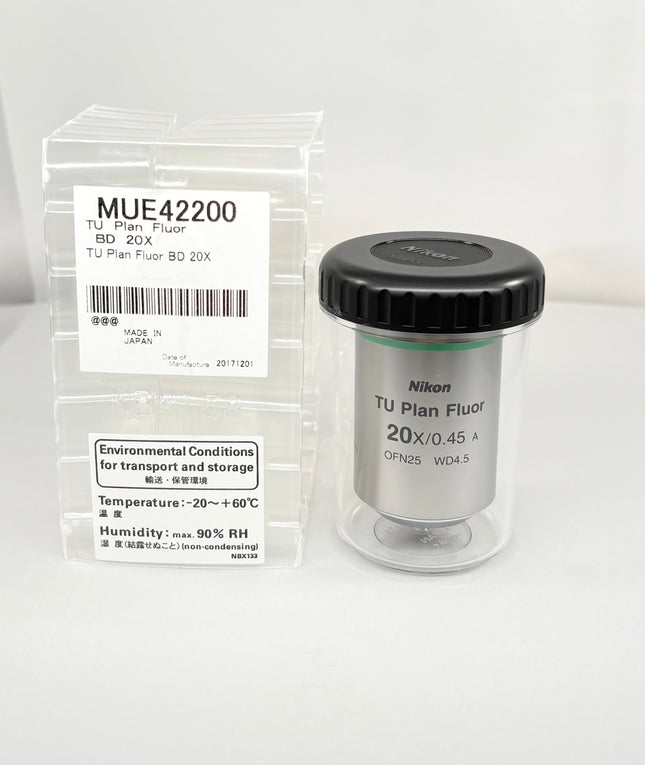 New Nikon Microscope Objective TU Plan Fluor 20x/0.45 OFN25 WD4.5 BD M32mm MUE42200