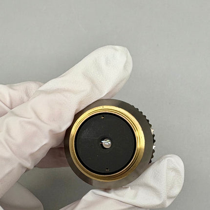 Olympus LCPlan IR-SI 90x0.70 ∞/SI 0-0.7 Objective RMS Thread held in hand to showcase optical features