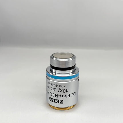 Zeiss EC Plan NEOFLUAR 40x1.30 Oil 420462-9900 M27 objective microscope lens displayed on a neutral background.