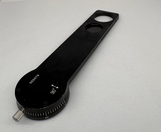 Leica Microscope Reflected Light Polarizer Rotatable Slider 555079 showing the adjustable slider mechanism.