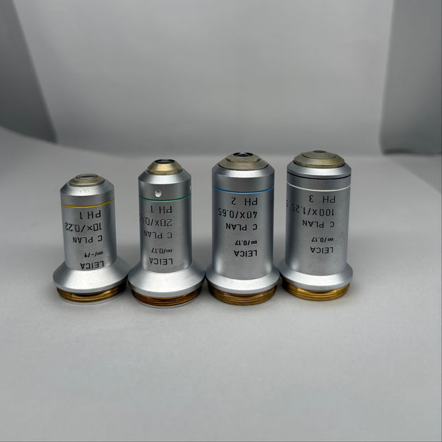 Leica Microscope C Plan Set of 4 Phase Contrast Infinity Objectives M25 Thread