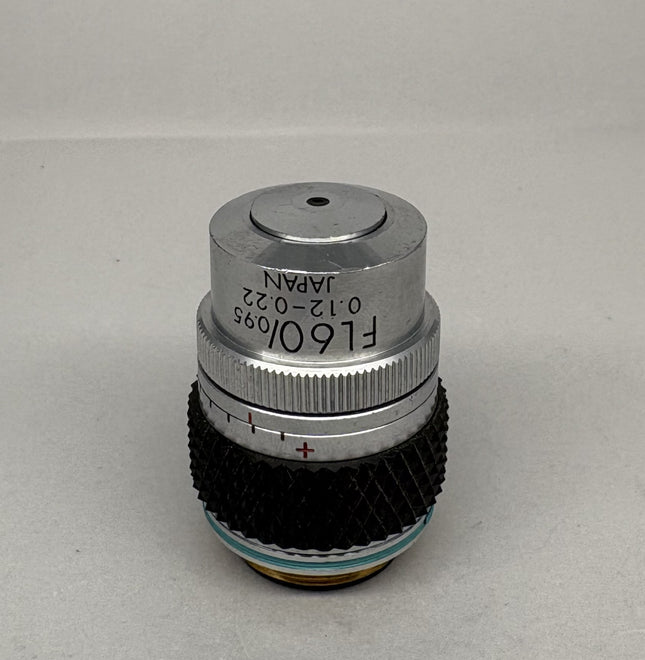 Olympus FL 60x 0.95 110mm Short Barrel Objective Lens w/ Correction Collar (Optional 45mm Adapter) viewed from the side