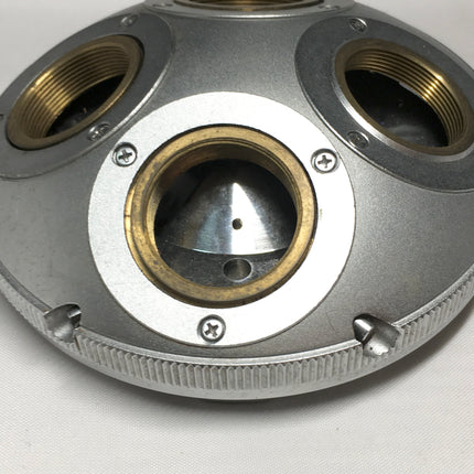 Olympus Microscope BHSP Nosepiece Turret close-up showing multiple objective ports and precision design.