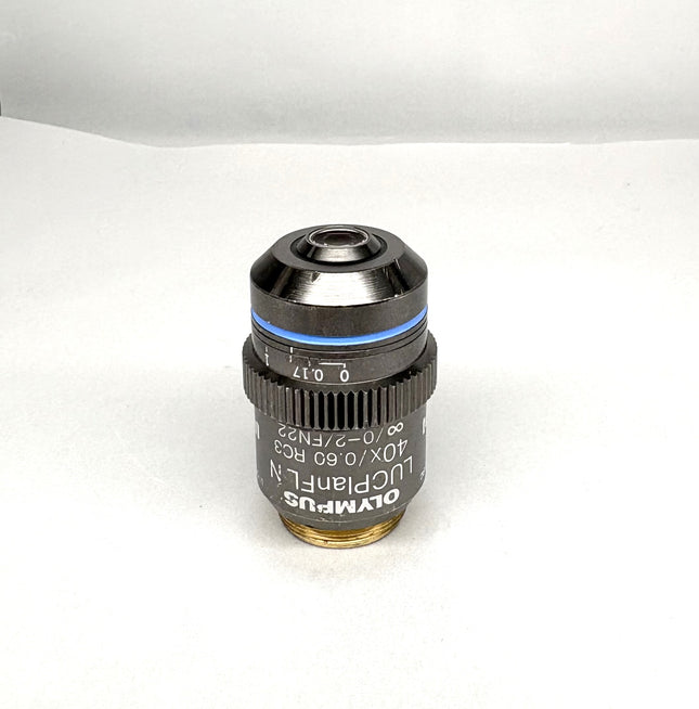 Olympus LUCPlanFL N 40x/0.60 RC3 ∞/0-2/FN22 UIS2 Microscope Objective, product image showing microscope objective lens