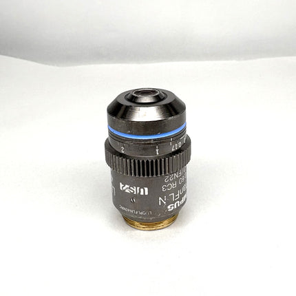 Olympus LUCPlanFL N 40x/0.60 RC3 ∞/0-2/FN22 UIS2 Microscope Objective on a neutral background.
