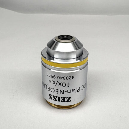 Zeiss EC Plan-NEOFLUAR 10x/0.3 Microscope Objective 420340-9900 M27 shown in good optical condition.