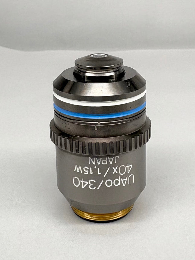Olympus Microscope Objective UApo /340 40x1.15 W ∞/0.13-0.25 RMS image showing the objective lens