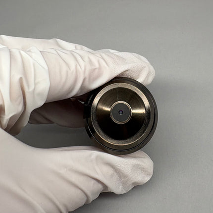 Olympus PlanApo 100x1.40 Oil ∞/0.17 RMS Thread Microscope Objective held in a gloved hand.