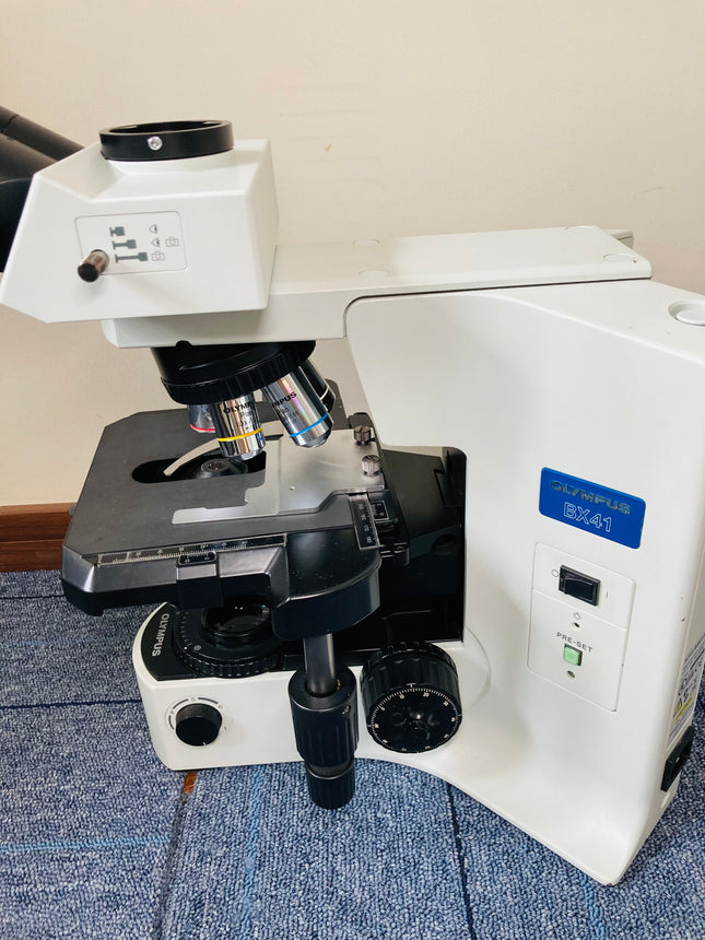 Olympus BX41 Trinocular Microscope w/ 100x, 40x, 10x ,4x Plan Objectives