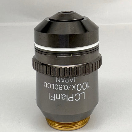 Olympus LCPlanFl 100x/0.80 LCD ∞/0.6-1.2 Microscope Objective, used, in good optical condition, designed for LCD panels.