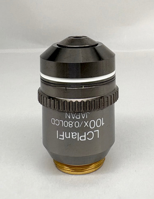 Olympus LCPlanFl 100x/0.80 LCD ∞/0.6-1.2 Microscope Objective, used, in good optical condition, designed for LCD panels.