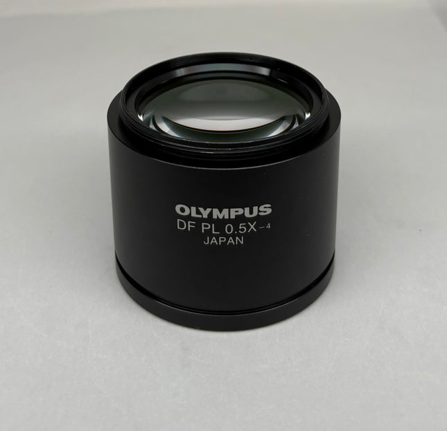Olympus DF PL 0.5x-4 objective for SZX Series Stereo Microscopes showing logo details 