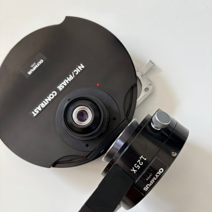 Olympus 1.4 Nomarski DIC NIC & phase contrast universal condense w/1.25x intermediate attachment fully working condition 