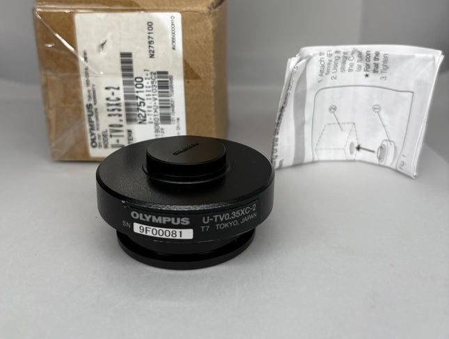 Olympus U-TV0.35XC-2 Microscope C-mount Camera Adapter.a very small chip in the paint on the exterior.