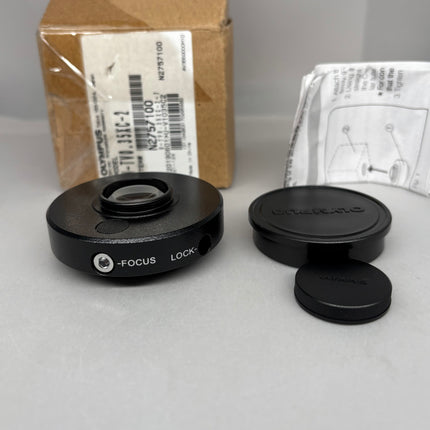 Olympus U-TV0.35XC-2 Microscope C-mount Camera Adapter components including focus mechanism and cover cap.
