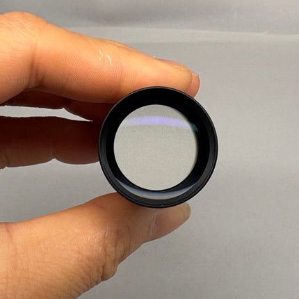 Olympus PE 2X Microscope eyepiece Photo Relay lens shown in close-up view, highlighting optical condition.