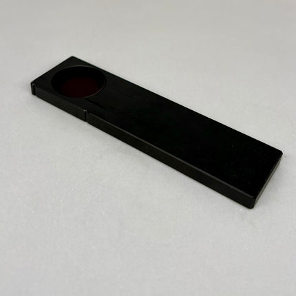 Olympus Microscope Analyzer Slider U-AN-2 showing a black rectangular slider with a circular lens.