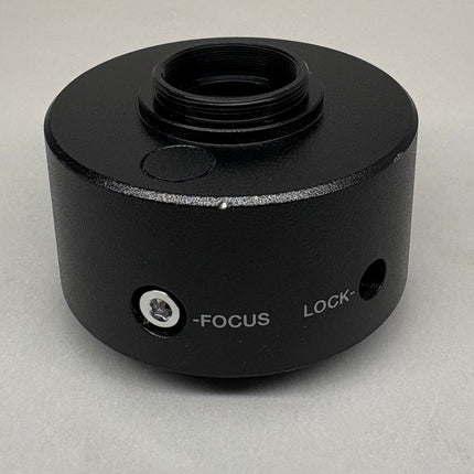 Olympus U-TV0.5XC-3 Microscope C-mount Camera Adapter showing focus and lock features.