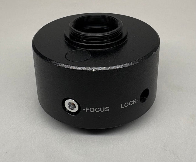 Olympus U-TV0.5XC-3 Microscope C-mount Camera Adapter showing focus and lock features.