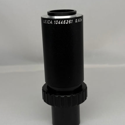 Leica Microscope C-mount Camera Adapter 0.63x 10446261, black camera adapter for microscopes.