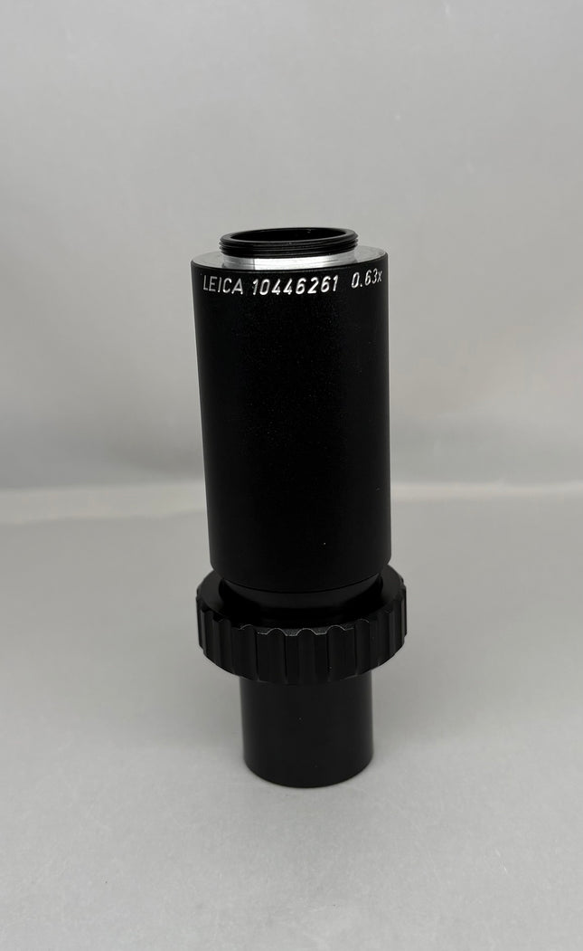 Leica Microscope C-mount Camera Adapter 0.63x 10446261, black camera adapter for microscopes.