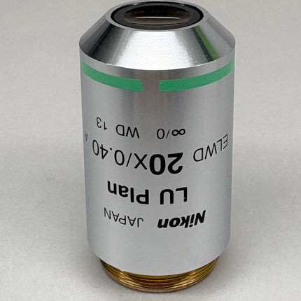 Nikon LU Plan ELWD 20x0.40 ∞/0 EPI WD 13 M25 Microscope Objective, high-quality microscope lens.