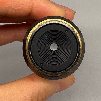 Nikon L Plan SLWD 50x0.45 ∞/0 EPI WD17 M25 thread Objective showing the lens detail from the top view.