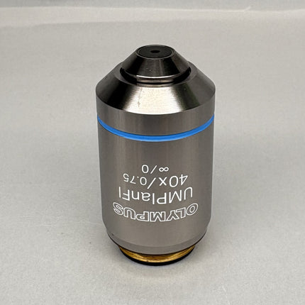 Olympus UMPlanFl 40x0.75 ∞/0 Microscope Objective, used microscope objective with a magnification of 40x and N.A. of 0.75.