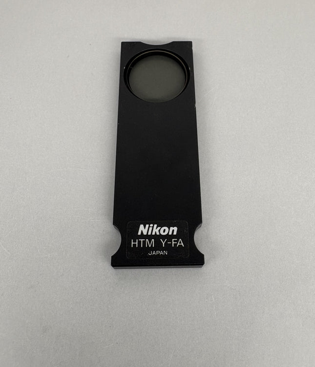 Nikon Microscope Analyzer Polarizer HTM Y-FA for DIC, used, in good optical condition.