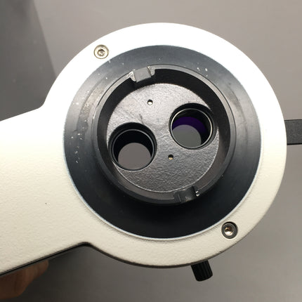 Close-up of the LEICA Photo/Video Tube 10446194 f/ MZ M-series Stereo Microscopes showing the optical interface.