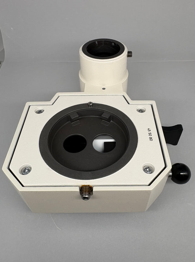 Zeiss Phototube 455080 for stemi SV6/SV11 Microscopes shown from top with mount and adjustment features.