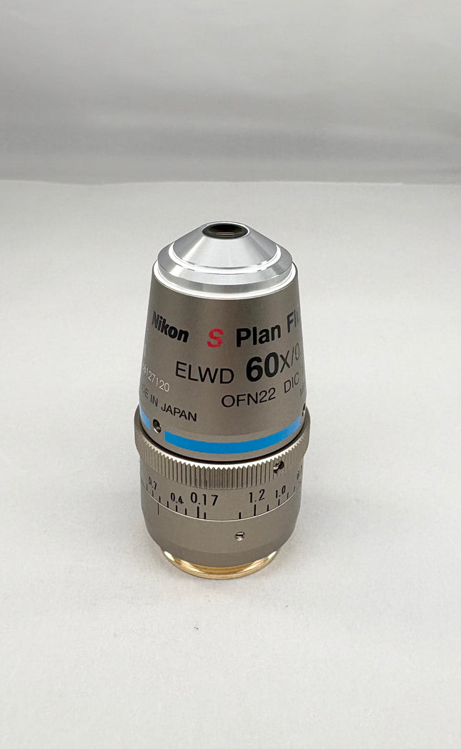 Nikon S Plan Fluor ELWD 60x0.70 ∞/0.1-1.3 WD 2.6-1.8 MRH08630 microscope objective lens.