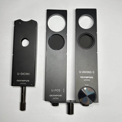 Olympus Microscpe DIC Prism U-DICRH W/Analyzer Pol Slider U-AN360-3 W/ U-PO3