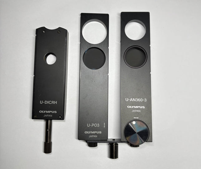 Olympus Microscpe DIC Prism U-DICRH W/Analyzer Pol Slider U-AN360-3 W/ U-PO3