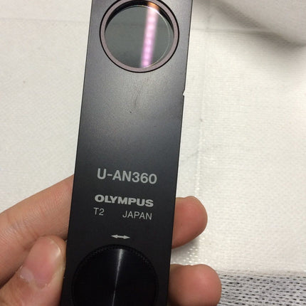  Olympus Microscope Polarizer Slider U-AN360 new in box showing optical components.