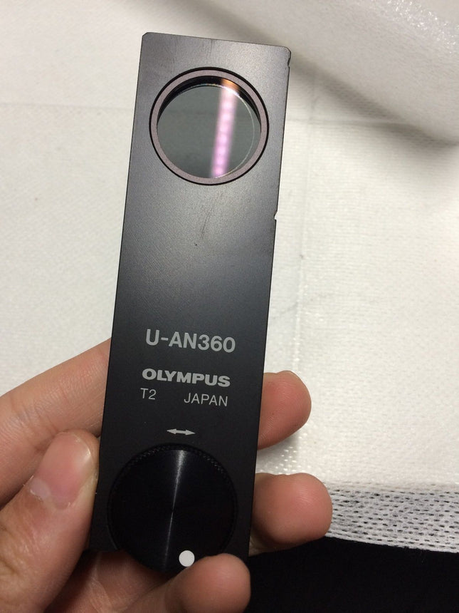  Olympus Microscope Polarizer Slider U-AN360 new in box showing optical components.